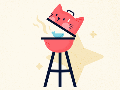 Barbecue - Cat Series affinitydesigner cat challenge cute animal design flat illustration summer vector vector art