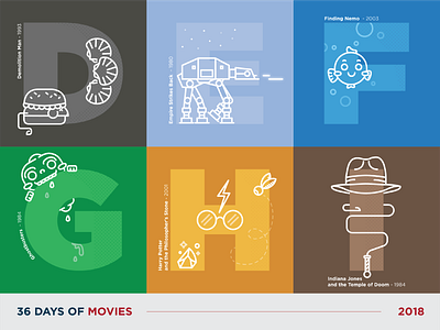 36 Days of Movies - D to I 36daysoftype design dot pattern icon illustration movie typography vector vector art