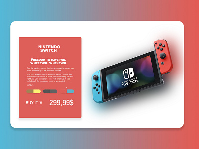 DailyUI 12 - Single Product blue dailyui design nintendo nintendo switch ui ux