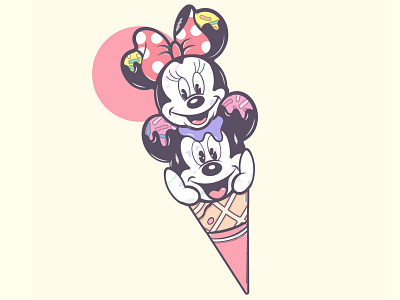 Disney Mickey mouse ice cream 80s carton adobe illustrator art donuts bold carton network colorful couple cream deserts disney disney couples disney ice cream ice cream ice cream art ice cream cone ice pop melting popsicle sticker mickey and minnie mickey mouse minnie mouse nostalgia