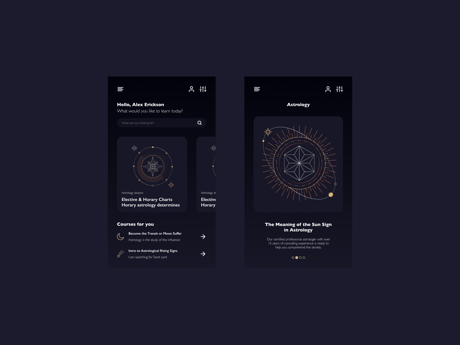 Astrology app by Oksana Marchenko on Dribbble