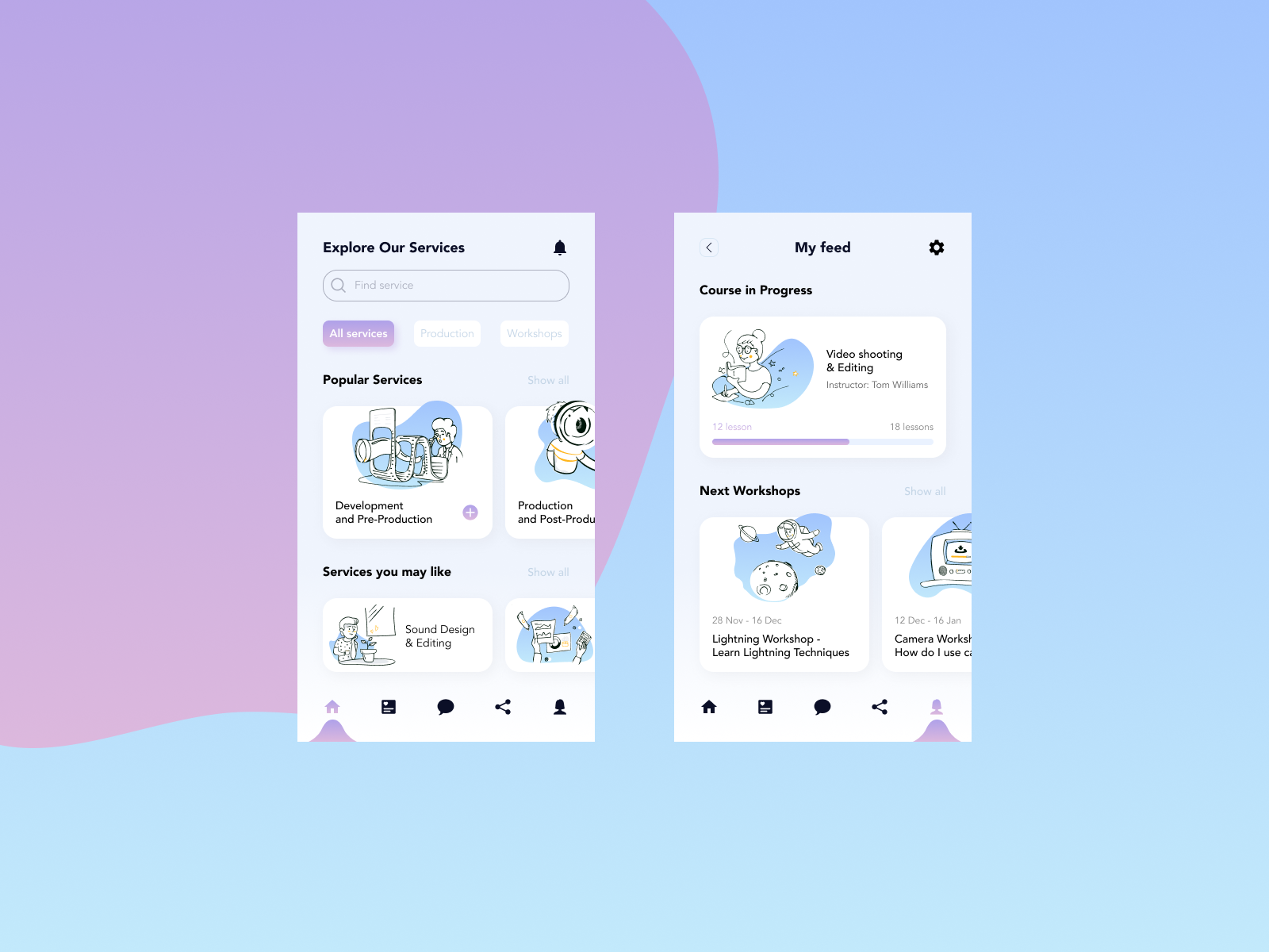 Production Studio App by Oksana Marchenko on Dribbble