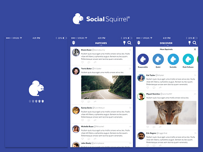 Social Squirrel app logo mark purple social squirrel ui ux