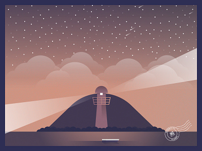 Light House Post Card illustration island light house post card purple