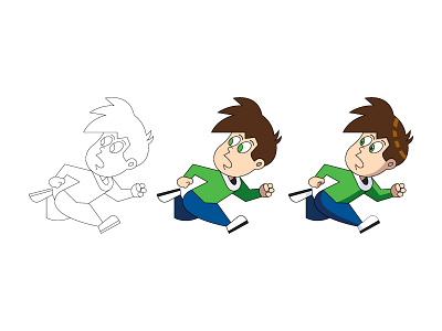 Running Kid cartoon illustration kid running