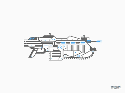 Lancer gears of war gun illustration lancer line art