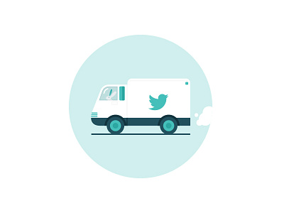 Follow us on Twitter bunny carrot delivery truck illustration twitter