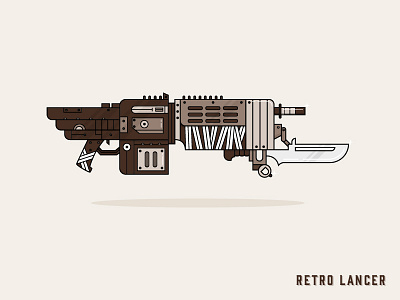 Retro Lancer cartoon dribbble flat design gears of war gun knife old school retro lancer