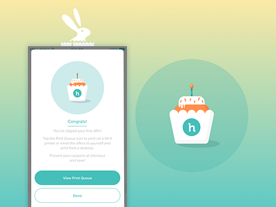 Hopster First Clipped Offer app bunny carrot cupcake coupons grocery hopster illustration ios shopping