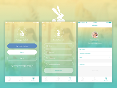 Hopster Account Flow app bunny coupons grocery hopster ios shopping