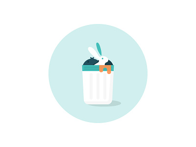 Oops bunny flat illustration oops trash can