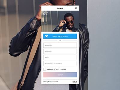 NFF Sign Up Mobile fashion nff ui ux web layout