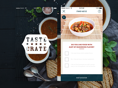 Taste Crate Food Quiz concept food food test ui ux