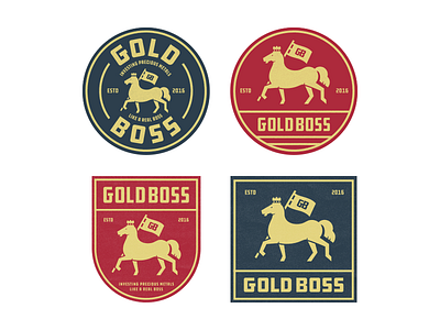 Gold Boss Badges boss crown flag gold horse logo mark