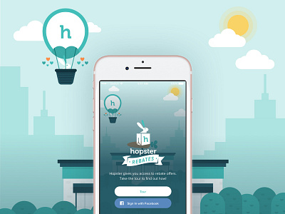 Hopster Rebates iOS app design bunny digital rebates hopster illustration ios mobile solution rebates retailers savings ui ux