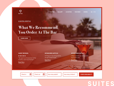 Q Hotels Red Tones hotel suite ui ux web design