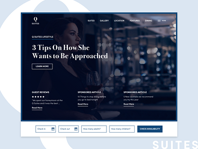 Q Hotels Blue Tones hotel suite ui ux web design