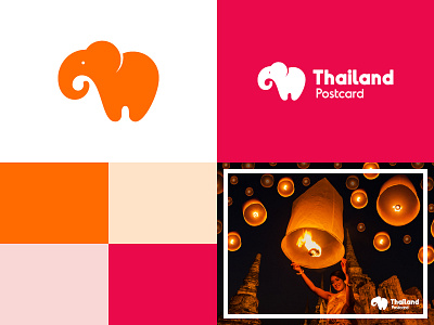 Thailand Postcard Logo Secondary Palette brand identity branding elephant logo postcard thailand