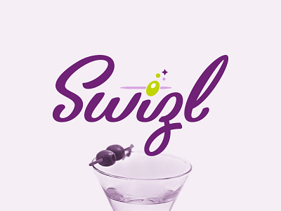 Swizl Unused Logo lettering logo martini olive script swizl
