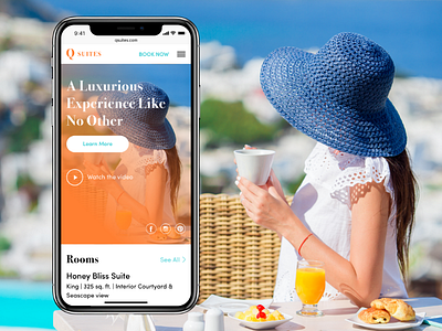 Q Suties Home Mobile adobe xd hotel iphone x mobile suites ui ux web design