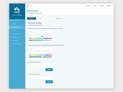 Data Binding Demo Interaction angular bank dashboard data binding javascript starter kit ui ux