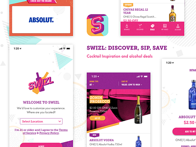 Swizl: Cocktail Inspiration & Alcohol Deals app design cocktail inspiration ios product design rebates savings swizl ui ux