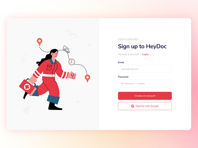 HeyDoc | SignUp | UI design illustration login signup ui ux webdesign