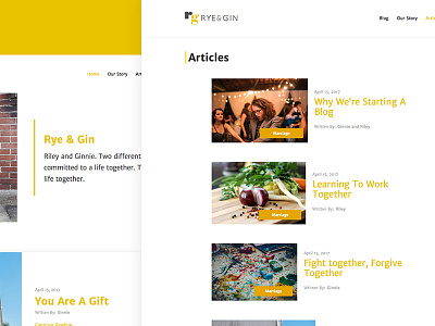 Blog Web Design | Rye&Gin blog clean color interface minimal typography webdesign white yellow