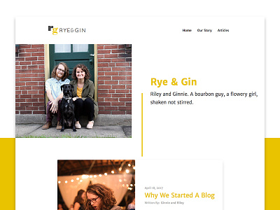 Rye & Gin blog clean design gold minimal web web design webflow yellow