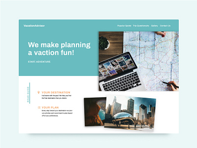 Travel Site Design blue clean design minimal orange project travel ui vacation web
