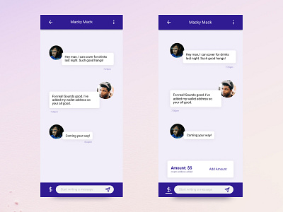 Daily UI #013 (Direct Messaging) app clean dailyui direct messaging driod sans minimal payments practice purple ui ui design