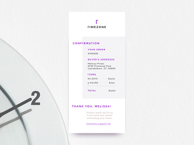 Daily UI #017 (Email Receipt) clean dailyui design email minimal purple raleway receipt typography ui uidesign