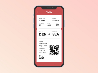 Daily UI #024 (Boarding Pass) archivo bording pass clean clean app dailyui flight minimal minimal app red simple typography ui design