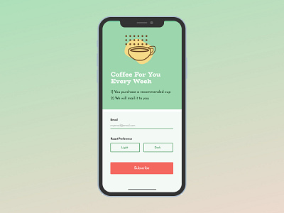Daily UI #026 (Subscribe) app clean coffee colorful dailyui design form green minimal personality simple subscribe subscription ui design yellow