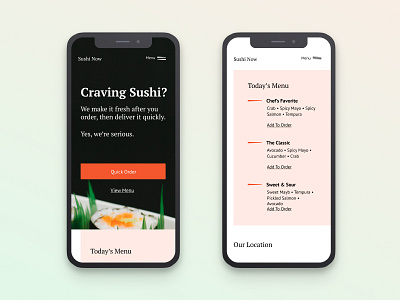 Sushi | Morning UI clean delivery design food minimal mobile ui order pink pt sans pt serif simple sushi typography ui design ui designer web design website