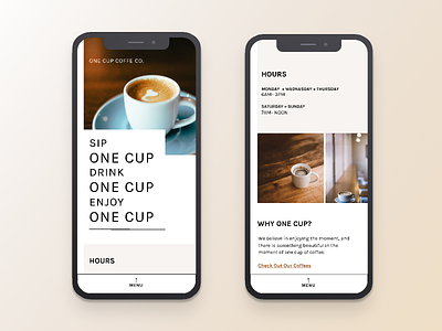 One Cup | Morning UI brown cafe clean coffee concept minimal mobile site mobile ui simple typography ui ui design uidesign web design white