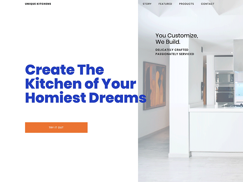 Unique Kitchens | Morning UI home interior design kitchen minimal simple simple animation site design typography ui uidesign uidesigner web design webflow