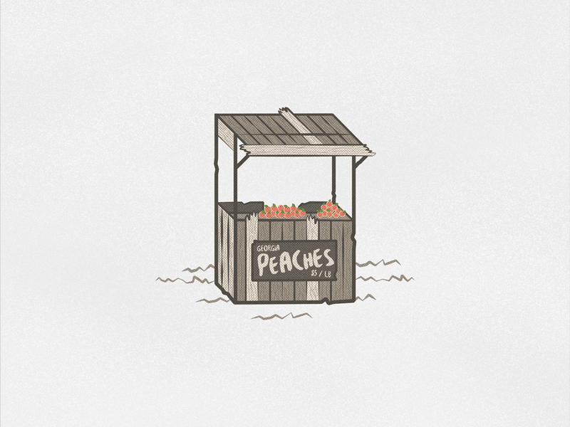 peeshes book branding farm gritty halftones illustration peach spot
