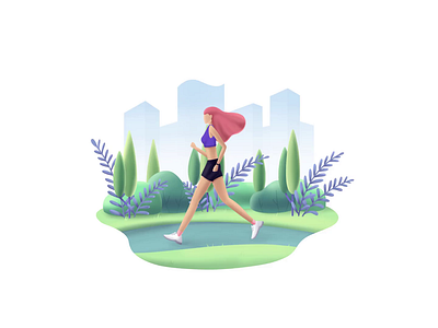 Fitness series: Running activity body female fit girl health healthy illustration jogging shape sport sports sporty