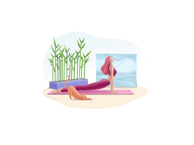 Fitness series: Yoga 2.5d activity beautiful body colorful exercise fitness health illustration lifestyle relaxation speedart sport stretching training yoga