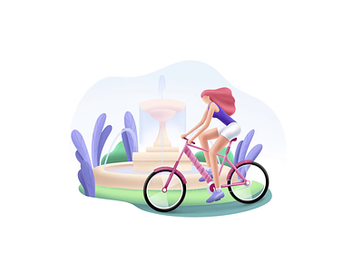 Fitness series: Cycling 2.5d activity bicycle bike cycling fitness fontan illustration park ride riding speedart sport wellness