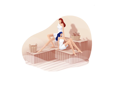 Beauty and Spa series: Sauna procedures 2.5d bathhouse beautiful body enjoy illustration lifestyle relaxing sauna shape spa speedart steam therapy wellbeing wellness
