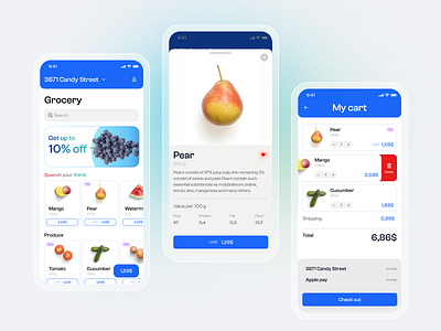 Food Delivery App app blue cards cart clean daily ui delivery food interface minimalist mobile mobile app mobile ui product design store ui ui design user interface ux ux design