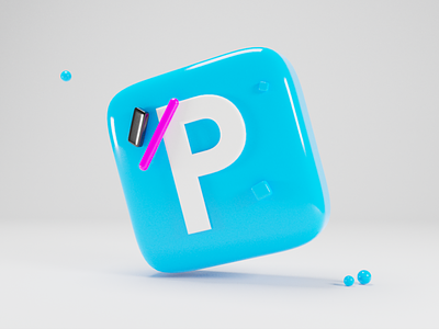 3D icon in Blender 3d 3d art blender blender 3d blue icon letter logo print square