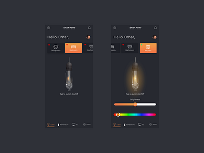 Dribble controls dark mode design light smart home smarthome ui ux uxdesign
