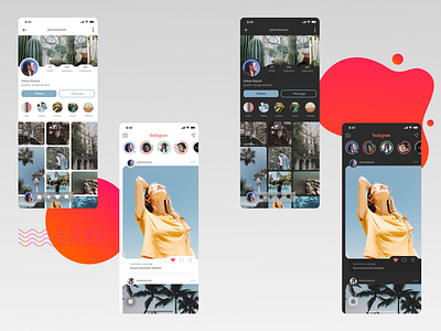 Instagram Mobile App Redesign app dark mode dashboard design instagram mobile app mobile ui photo profile redesign socialmedia ui ux