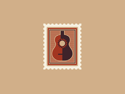 Gaby Moreno Stamp acoustic flat flower guitar icon illusion letter pictogram shadow stamp