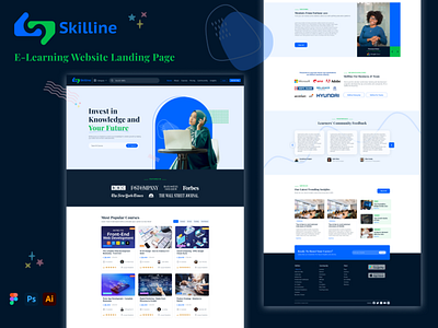 Skilline - eLearning website landing page UI design design elearning landing page online learning ui user interface ux website website design wordpress