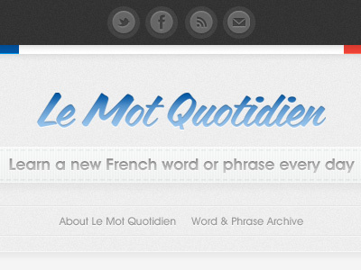 Le Mot Quotidien blog french navigation simple social icons ui website wordpress