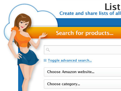 Wishlist App blue buttons cloud colourful dropdown fun orange sexy simple toggle ui ui design wishlist